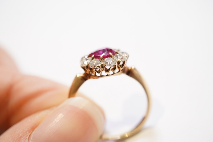 A fine ruby and diamond ring, circa 1900